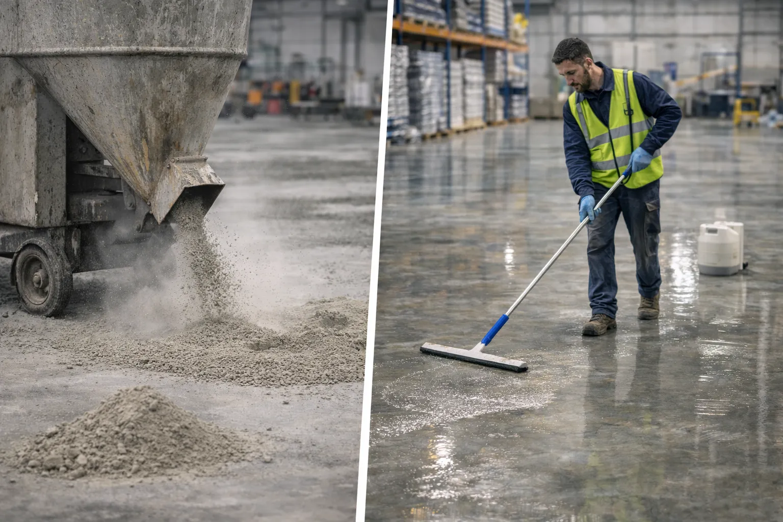 Топпинг по свежему бетону — упрочнение поверхности