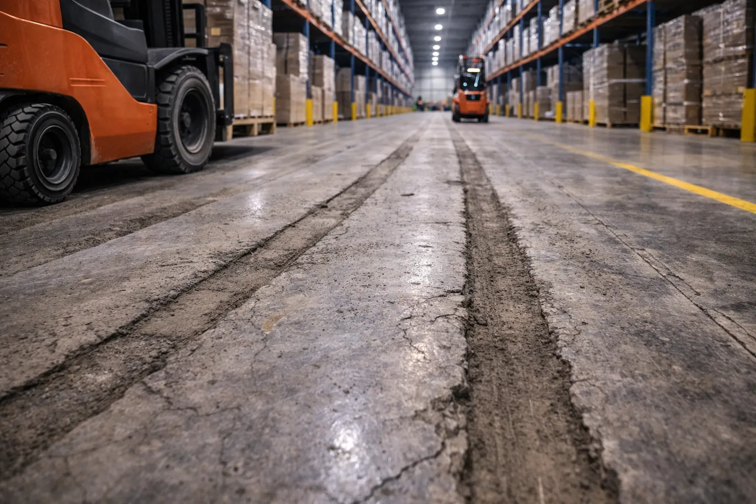 Износ в зонах движения техники